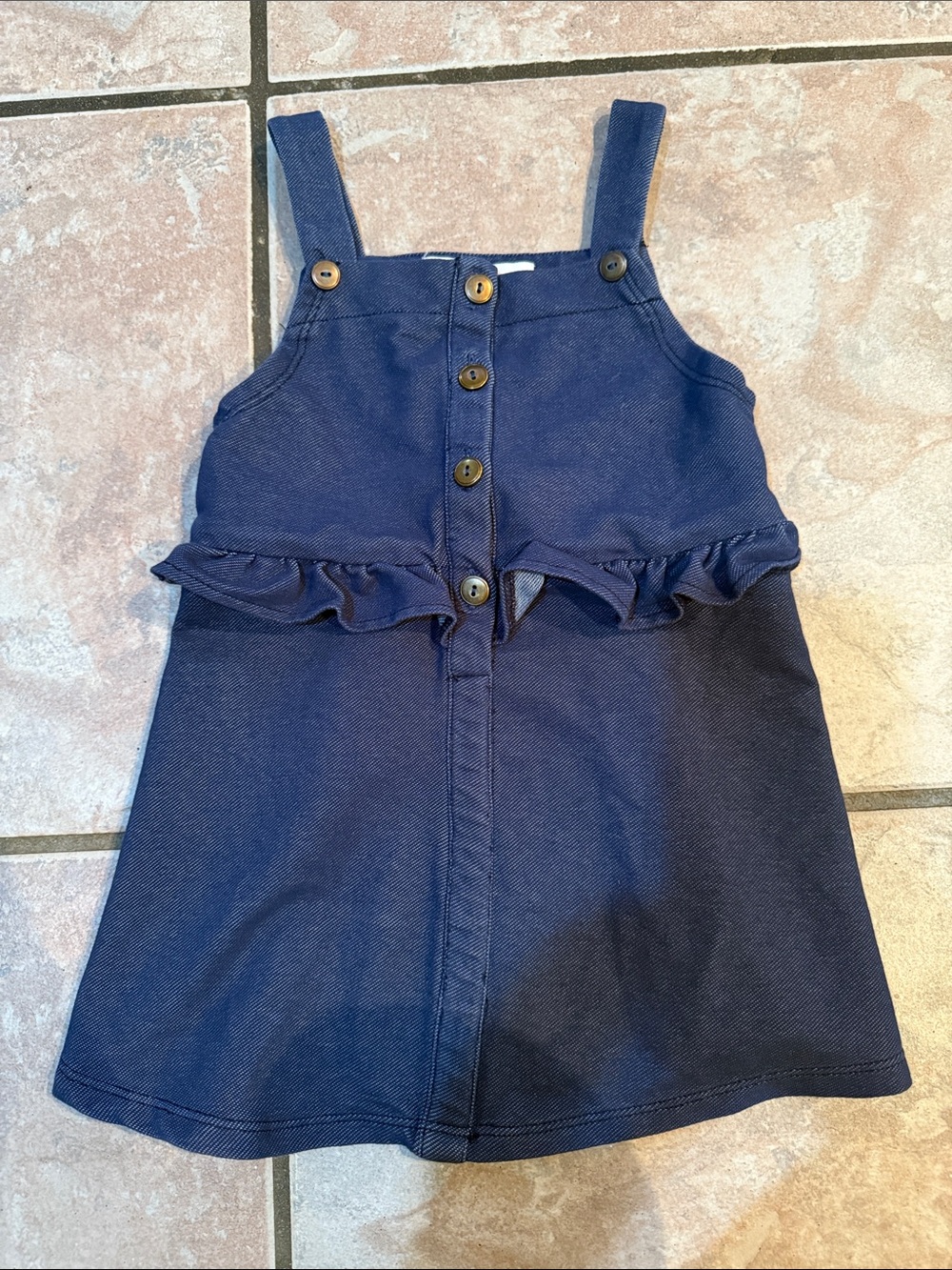 Bonnie Baby Navy Ruffle-Front Overall Skirt